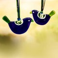 Little Quirky Studio Glass Hanging Birds - Cobalt Blue & Green