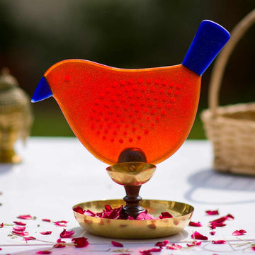 'Chidiya Chirag' - Bird T-Light Lamps Red & Blue
