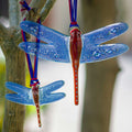 Gorgeous Hanging Dragonflies Studio Glass - Fine Blue & Marroon
