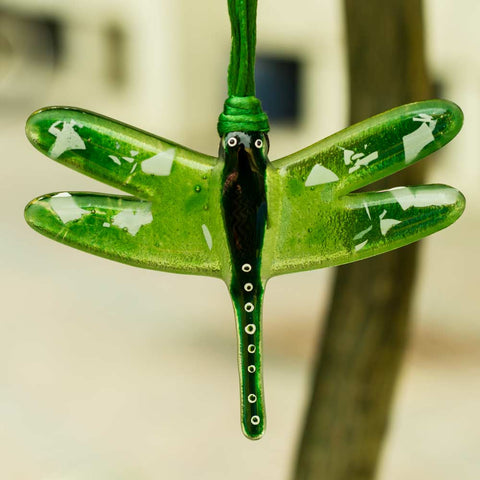 Gorgeous Hanging Dragonflies Studio Glass - Green