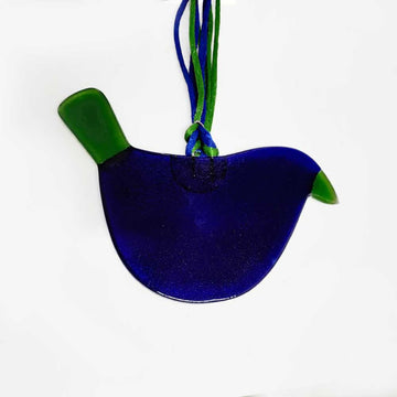 Little Quirky Studio Glass Hanging Birds - Cobalt Blue & Green