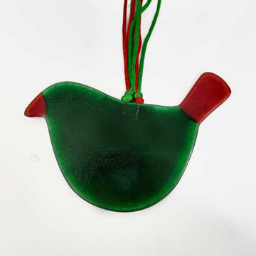 Little Quirky Studio Glass Hanging Birds - Green Red