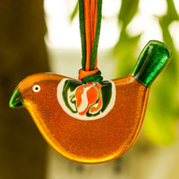 Little Quirky Studio Glass Hanging Birds - Orange Green