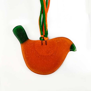 Little Quirky Studio Glass Hanging Birds - Orange Green