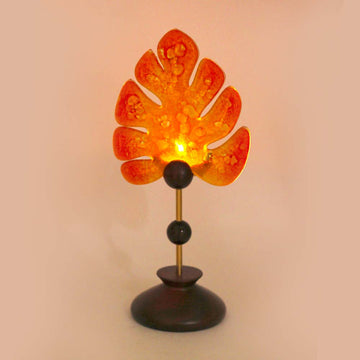 Monstera Leaf Tea Light (Orange Red)