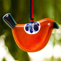 Little Quirky Studio Glass Hanging Birds - Orange & Blue