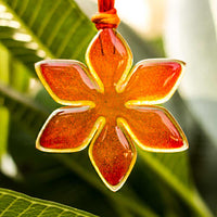 Small Gorgeous Studio Glass Snowflake - Orange Red