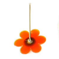 Quirky Orange Flower with Brass Stem