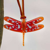 Gorgeous Hanging Dragonflies Studio Glass - Orange & Red