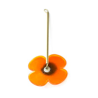 Quirky Orange Flower (Small) with Brass Stem