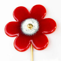Quirky Red Flower with Brass Stem
