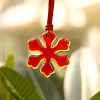 Small Gorgeous Studio Glass Snowflake - Red