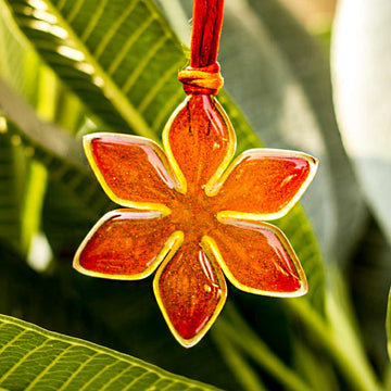 Small Gorgeous Studio Glass Snowflake - Orange Red