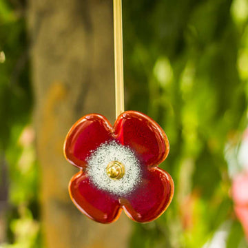 Quirky Red Flower (Small) with Brass Stem