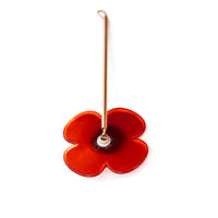 Quirky Red Flower (Small) with Brass Stem