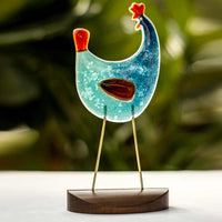 Speckled Rooster - (Sea Green / Aqua - Red)