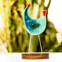 Speckled Rooster - (Sea Green / Aqua - Red)