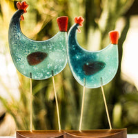Speckled Rooster - (Sea Green / Aqua - Red)