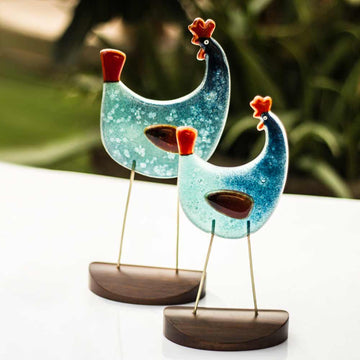 Speckled Rooster - (Sea Green / Aqua - Red)