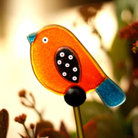 Birdie Garden Stakes  - Orange & Aqua