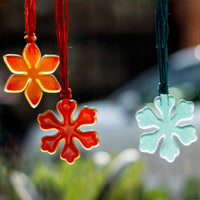 Small Gorgeous Studio Glass Snowflake - Orange Red