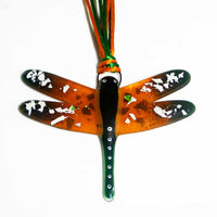 Gorgeous Hanging Dragonflies Studio Glass - Orange & Green