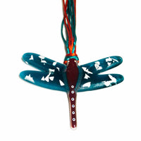 Gorgeous Hanging Dragonflies Studio Glass - Turquoise & Marroon